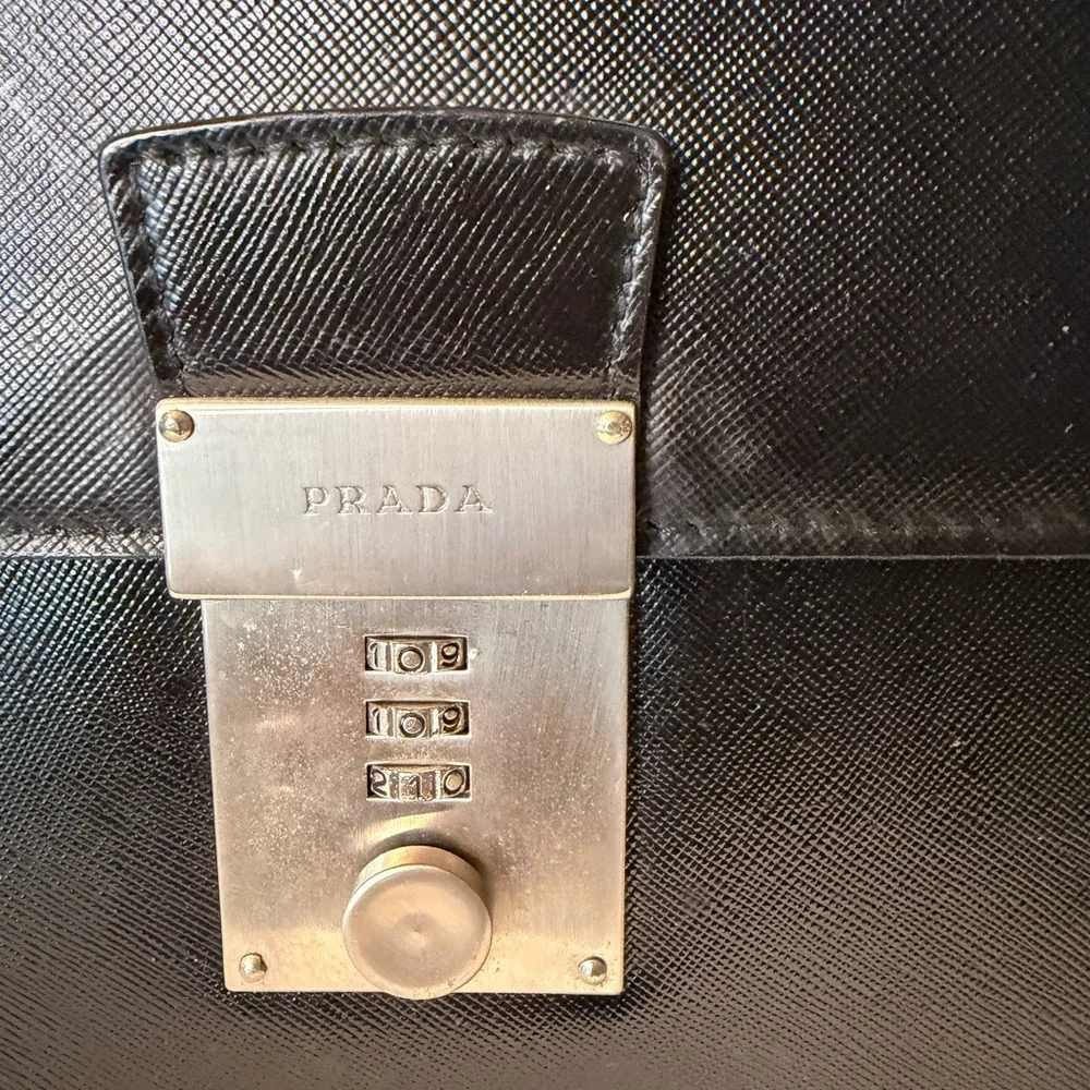 Prada Black Saffiano Leather Briefcase